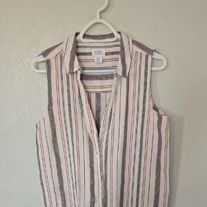 Sigrid Olsen | Cotton Tunic Sleeveless Button Up Top Cover Up Size Medium